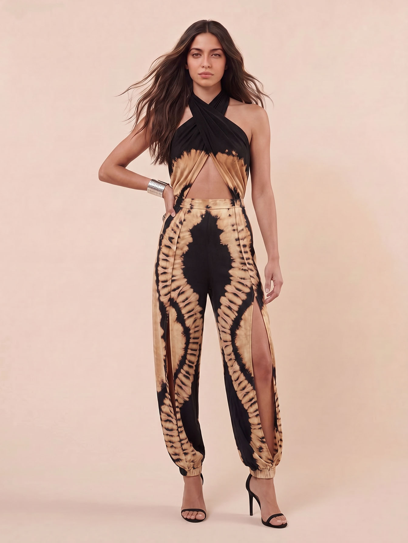 Bohemian Tie-Dye Backless Jumpsuit