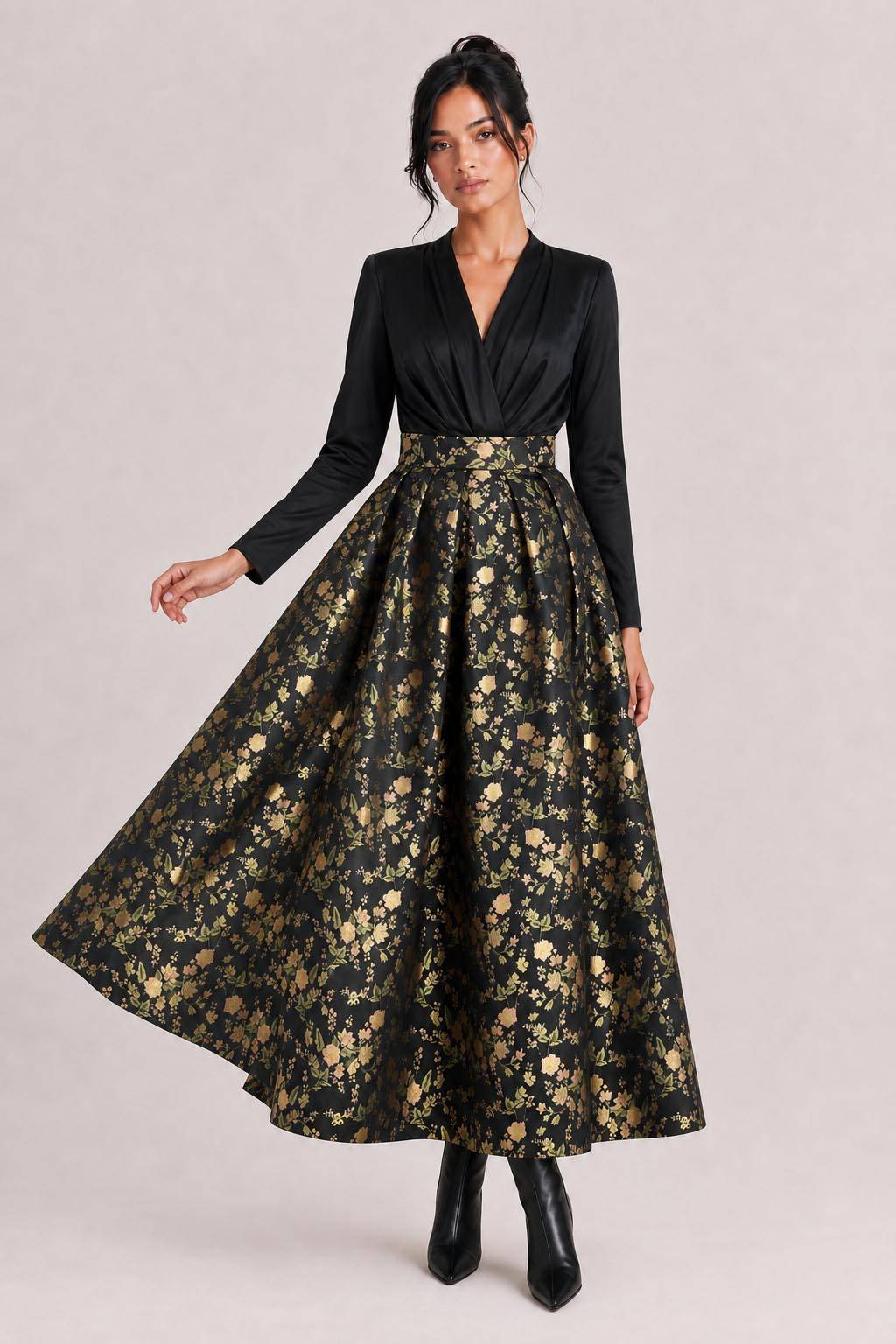 Elegant Jacquard Full Skirt Two-piece Set