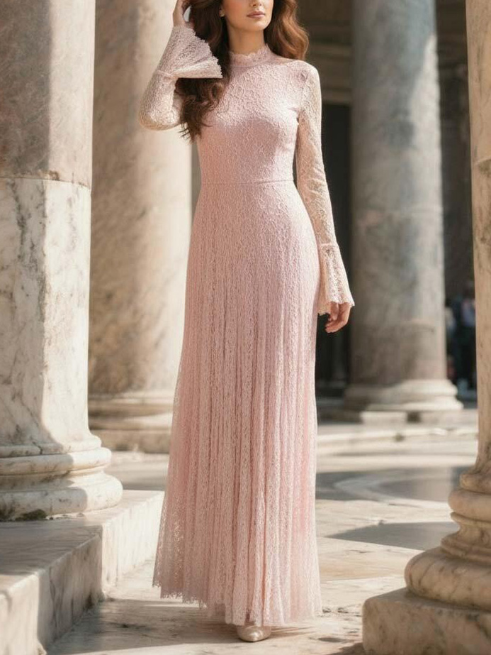 Elegant Lace Bell Sleeve Maxi Dress