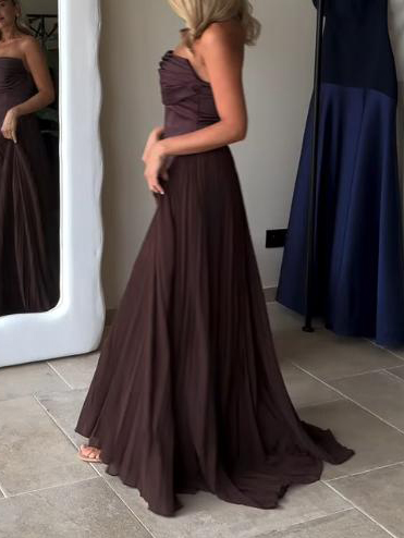 Elegant Off-The-Shoulder Draped Evening Maxi Dress
