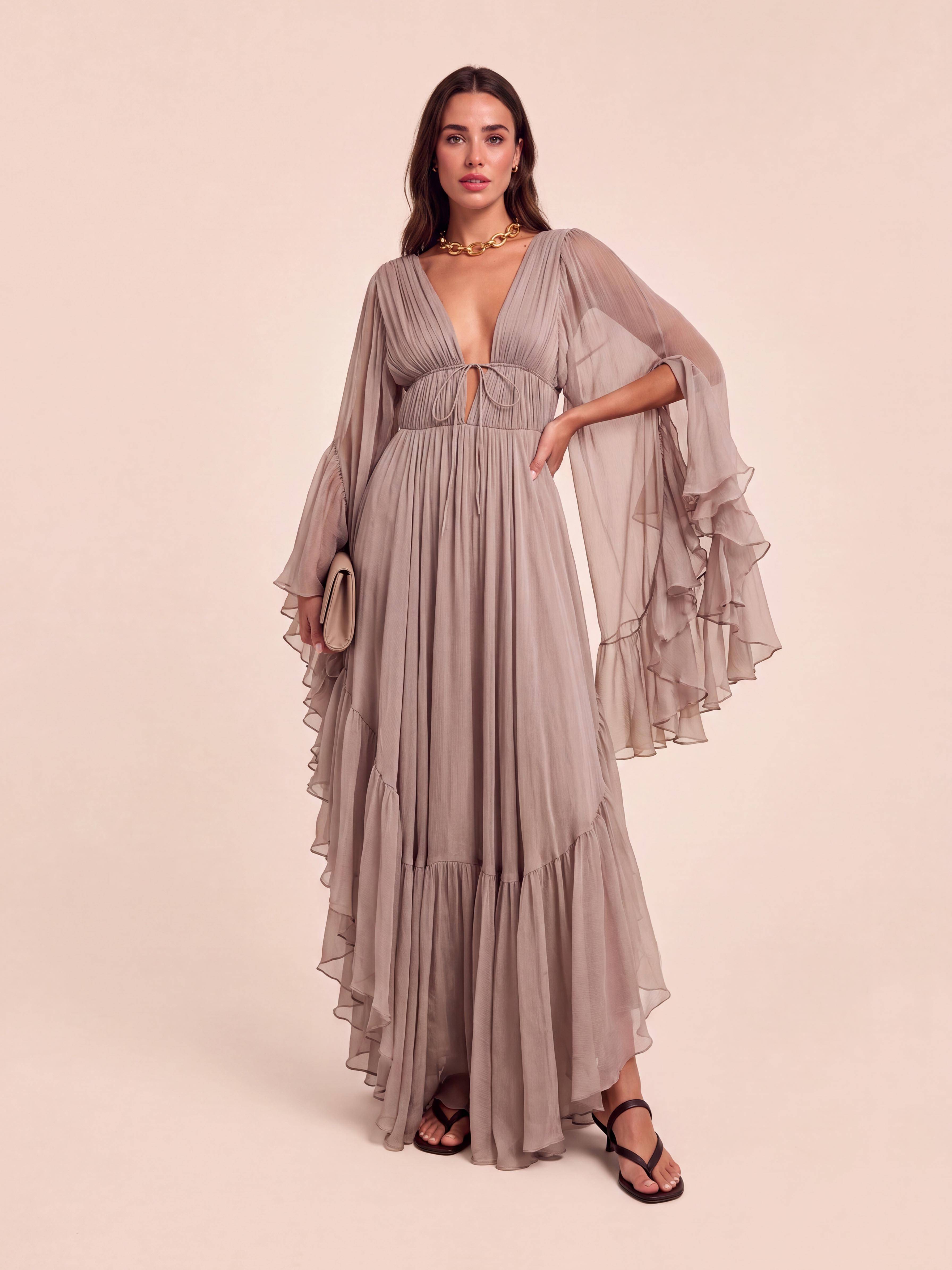 Elegant Chiffon Bohemian Holiday Dress
