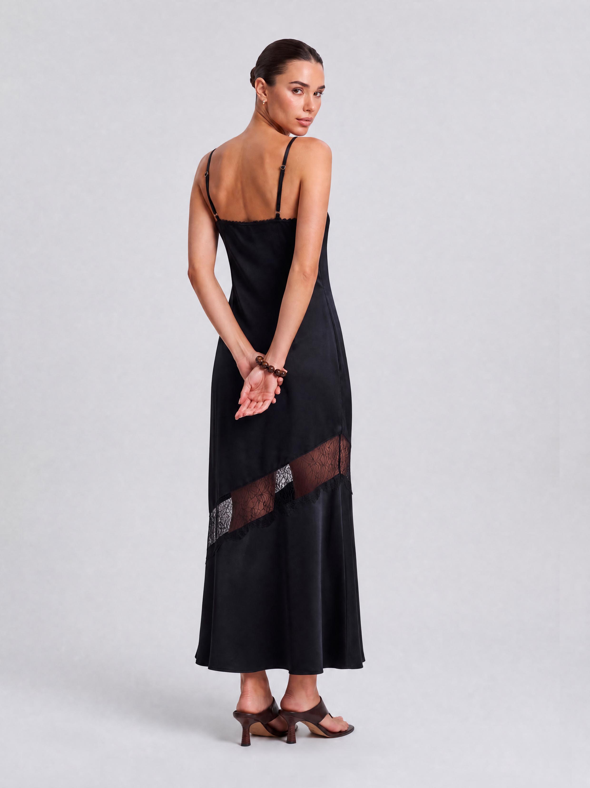 Satin Cutout See-Through Slip Dress