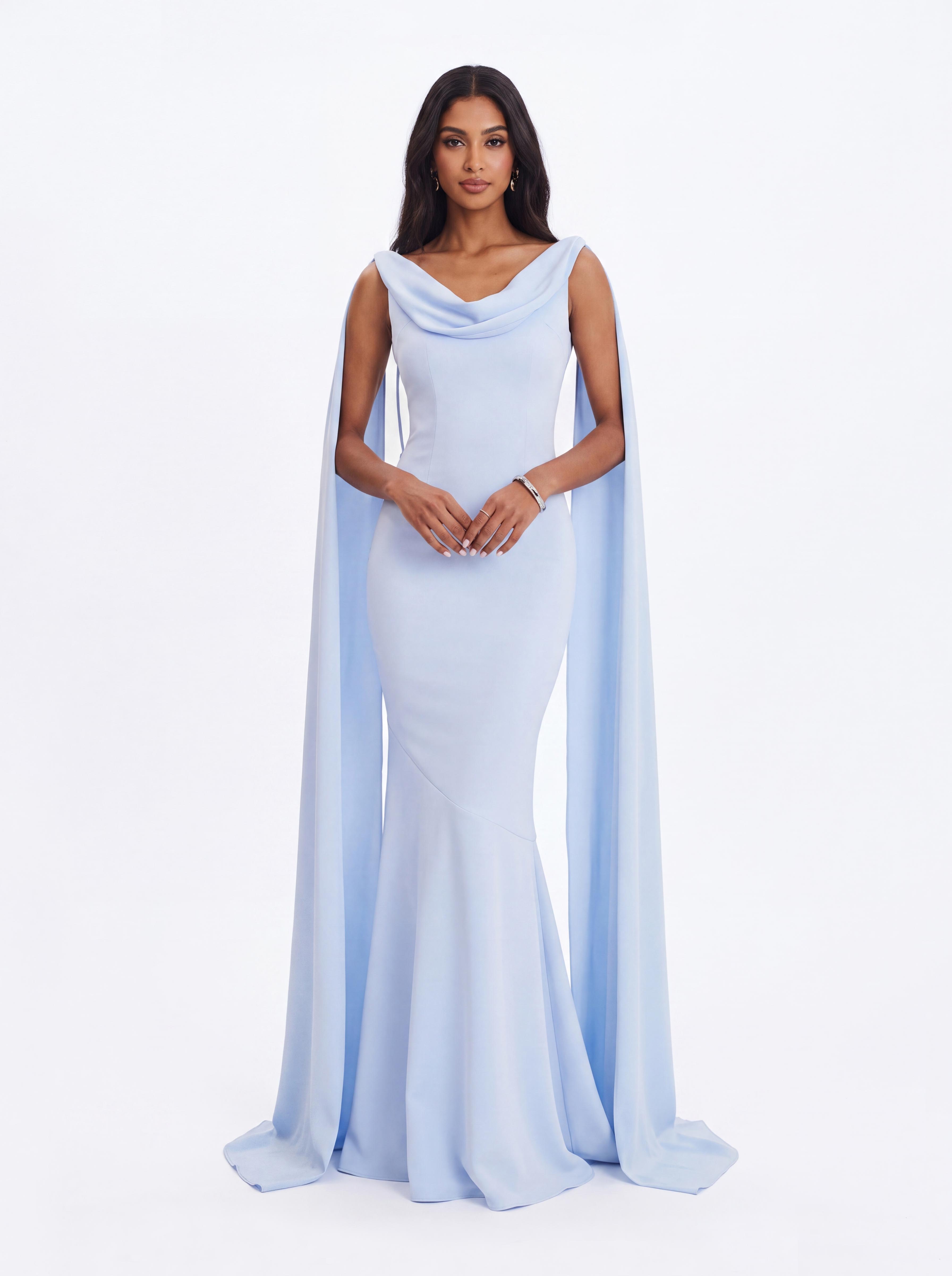 Dick Collar Open-Shoulder-Strap Fishtail Long Gown