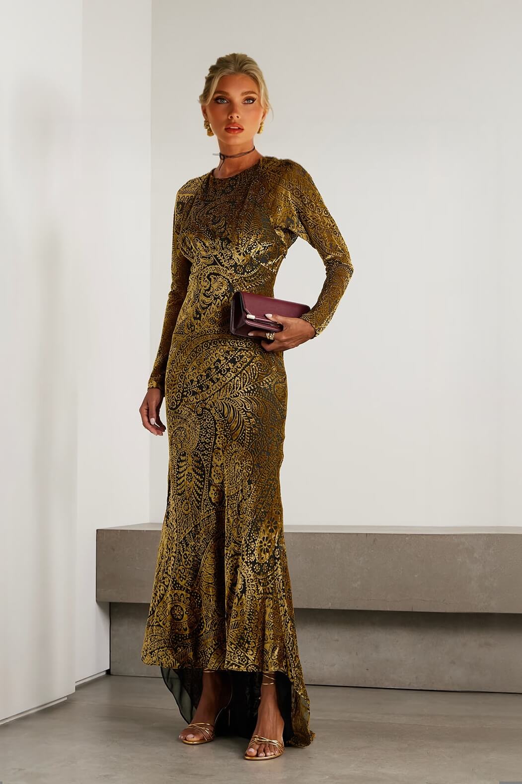 Fashionable Printed Asymmetrical Fitted Maxi Dress