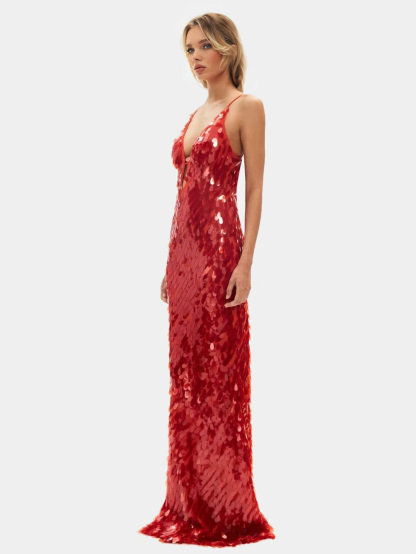 The Red Sapphire Sequin Maxi Dress