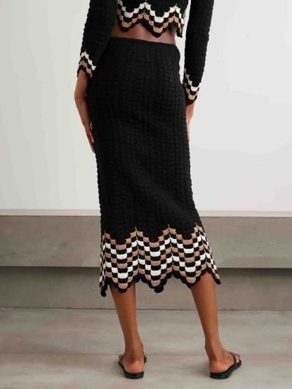 Exquisite  Crochet Scalloped Midi Skirt