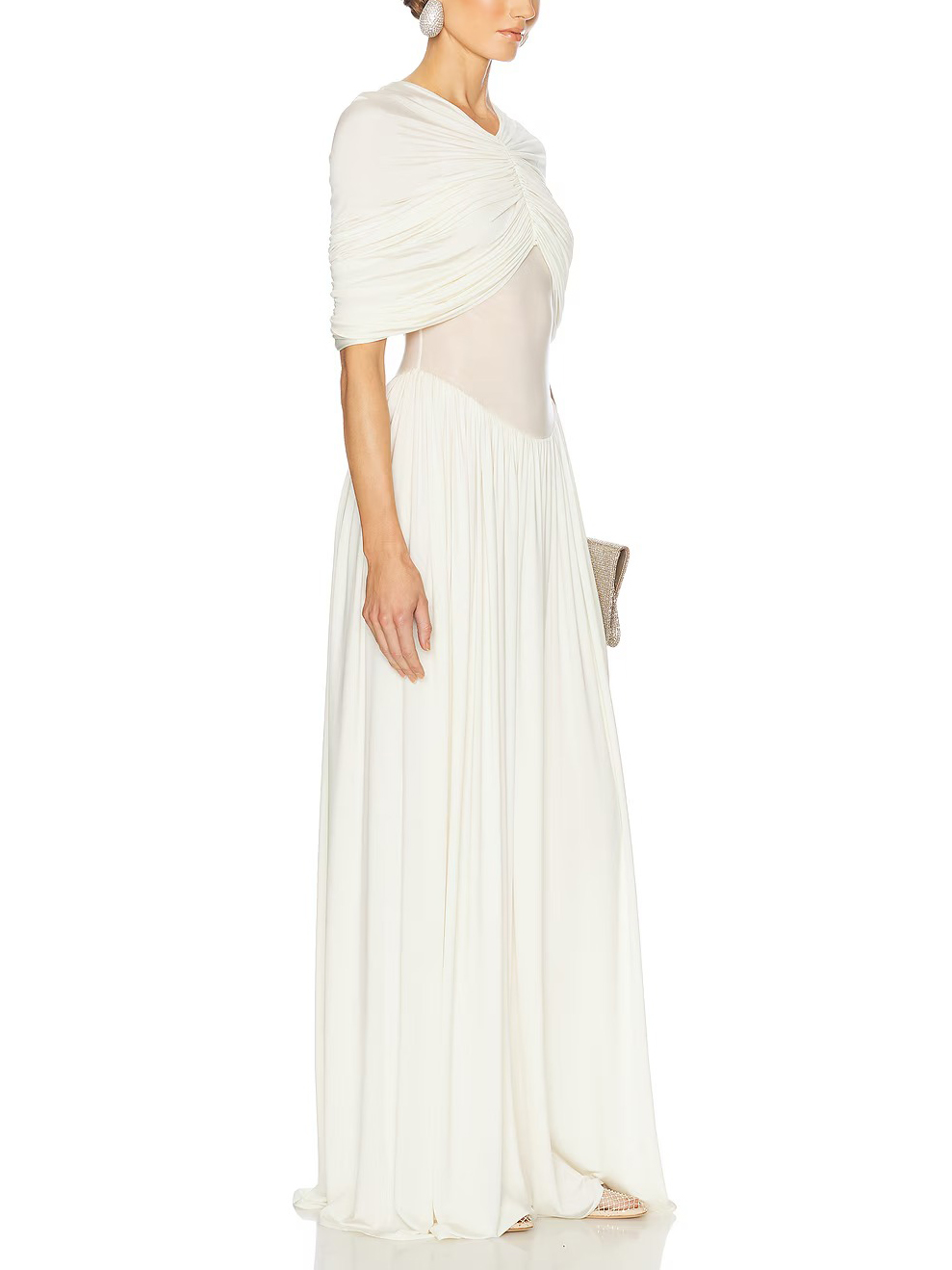 Elegant V-neck Pleated Maxi Dress