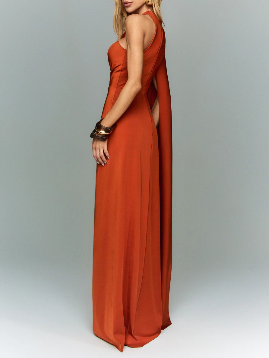 Sexy One-Shoulder Cutout Slit Maxi Dress