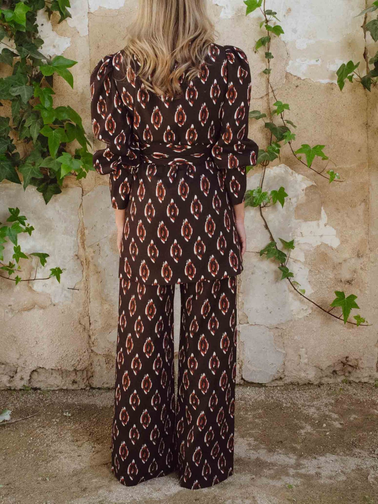 Retro Bohemian I Print Wide-Leg Pants