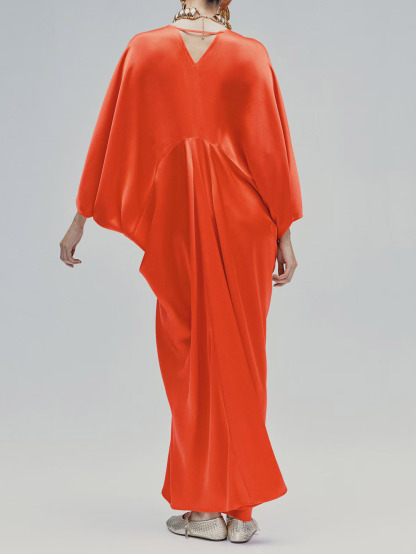 Elegant V-neck Satin Robe Maxi Dress