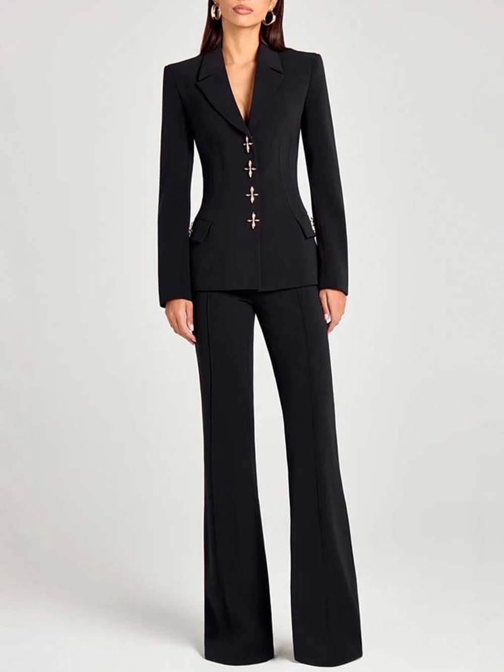 Fashion Casual Long-Sleeve Button Detailing Blazer