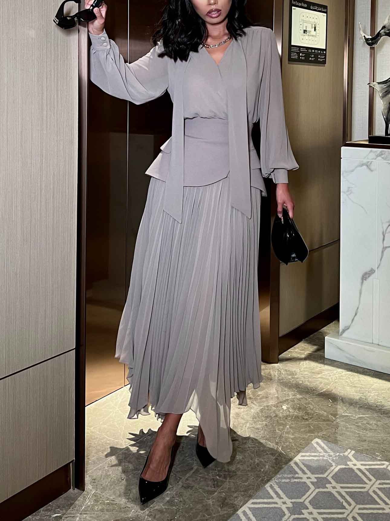 Elegant High-Waisted Pleated Maxi Skirt