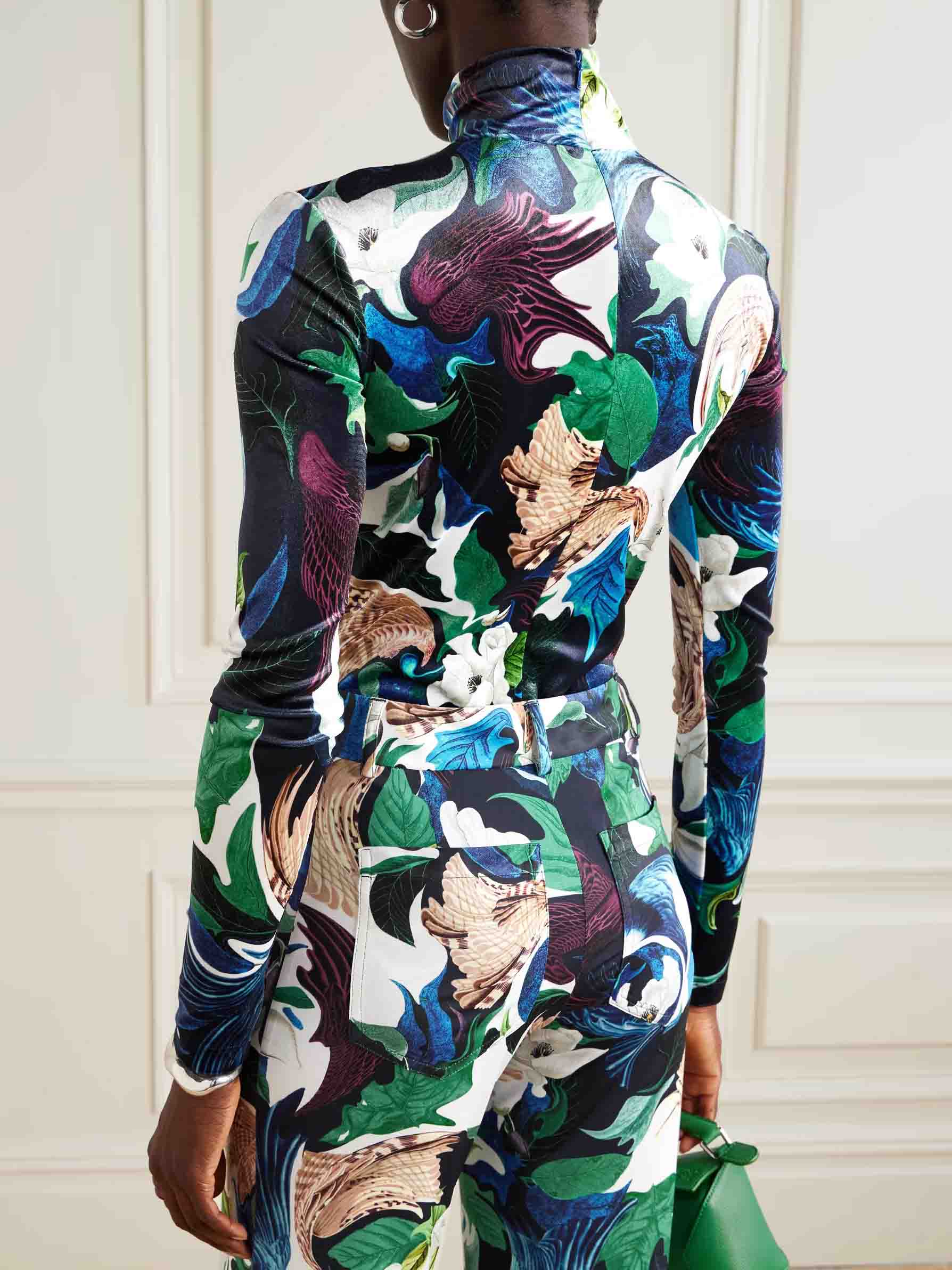 Retro Floral Print Long-sleeved Bodysuit