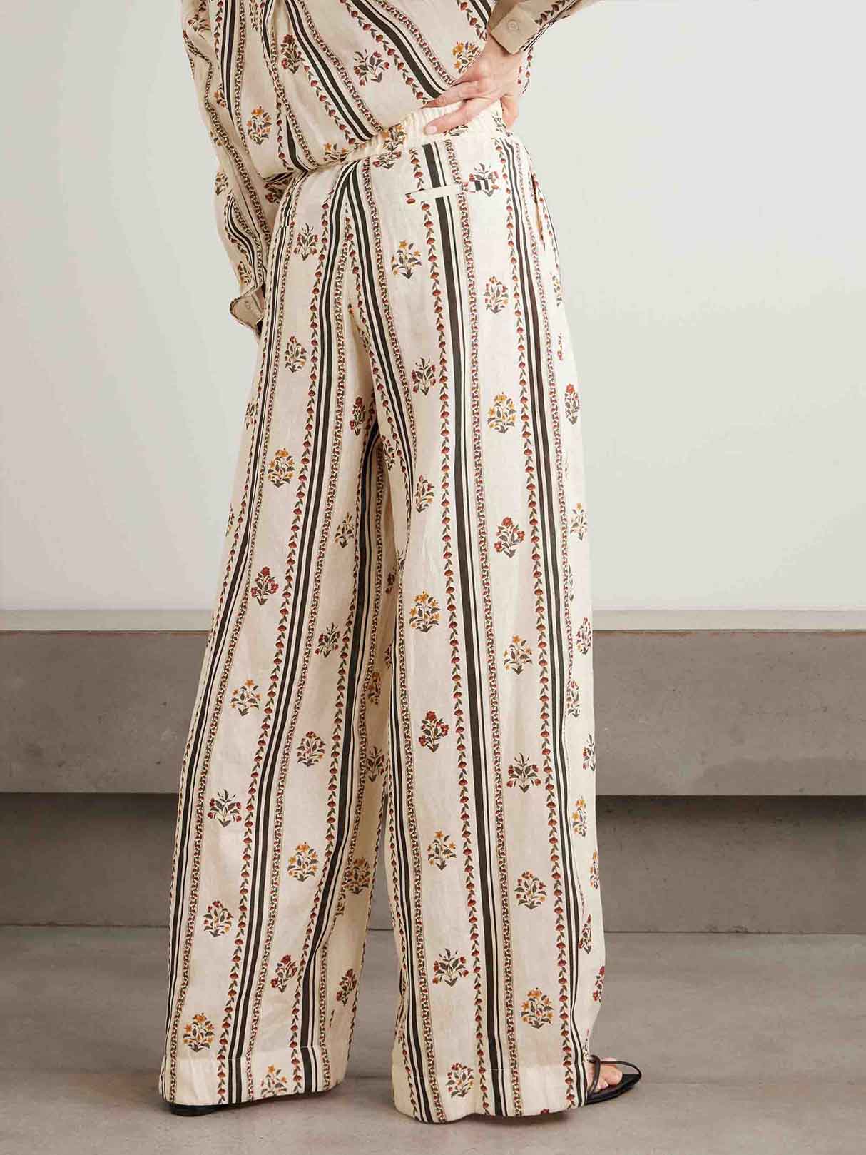 Bohemian Printed Striped Wide Leg Pants