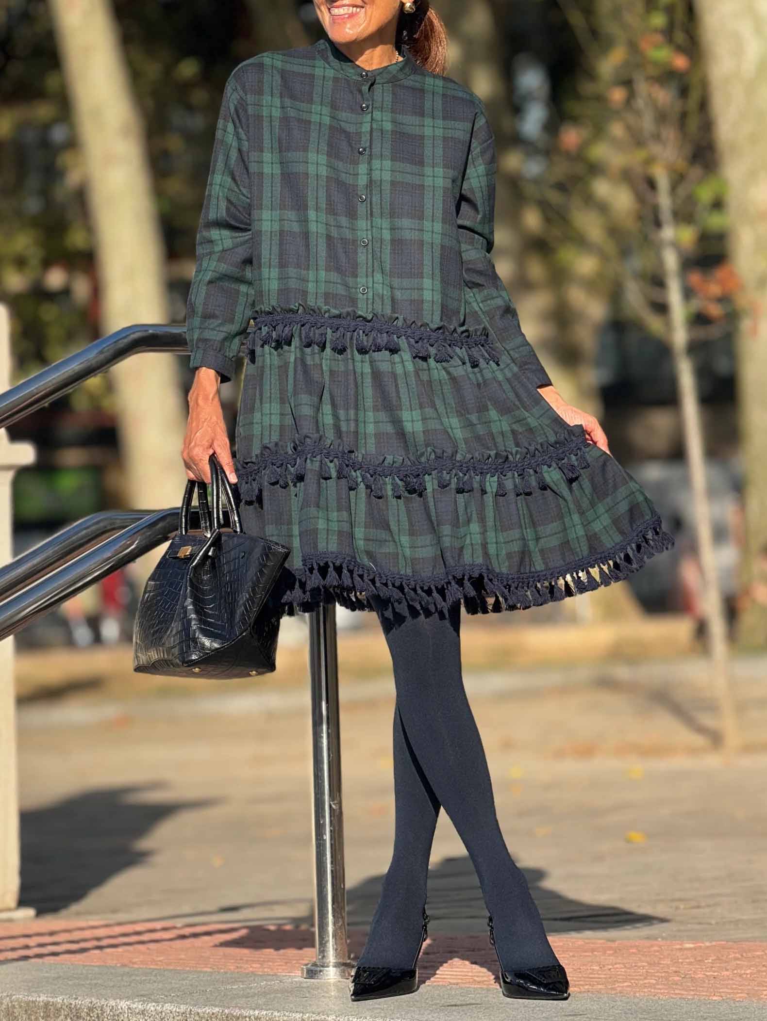 Exquisite Casual Plaid Print Small Fringe Mini Dress