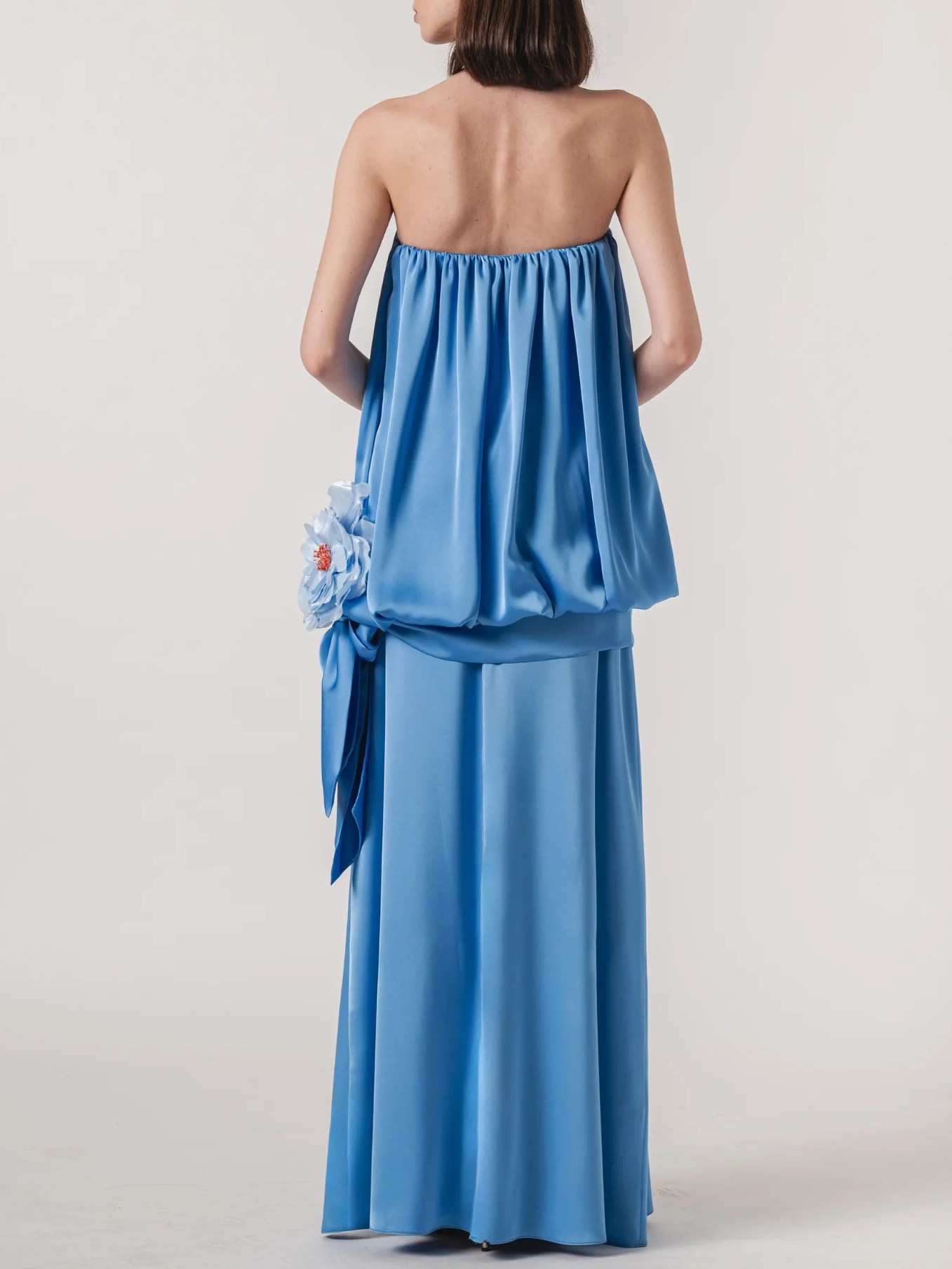 Elegant Strapless Draped Top & Skirt Two-Piece Set