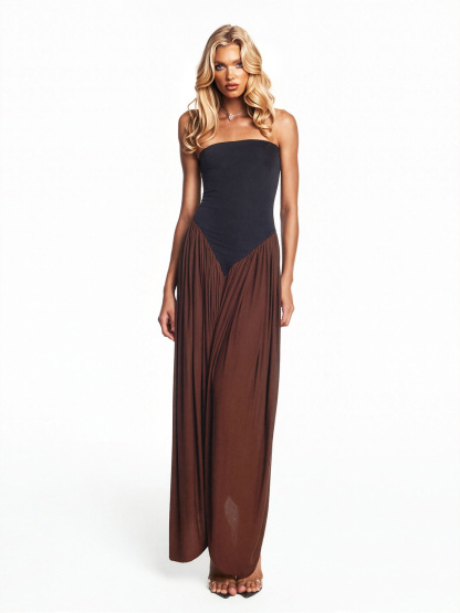 Strapless Pleated Harem Jumpsuit