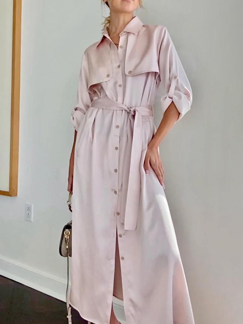 Elegant Lightweight Longline Satin Trench Coat