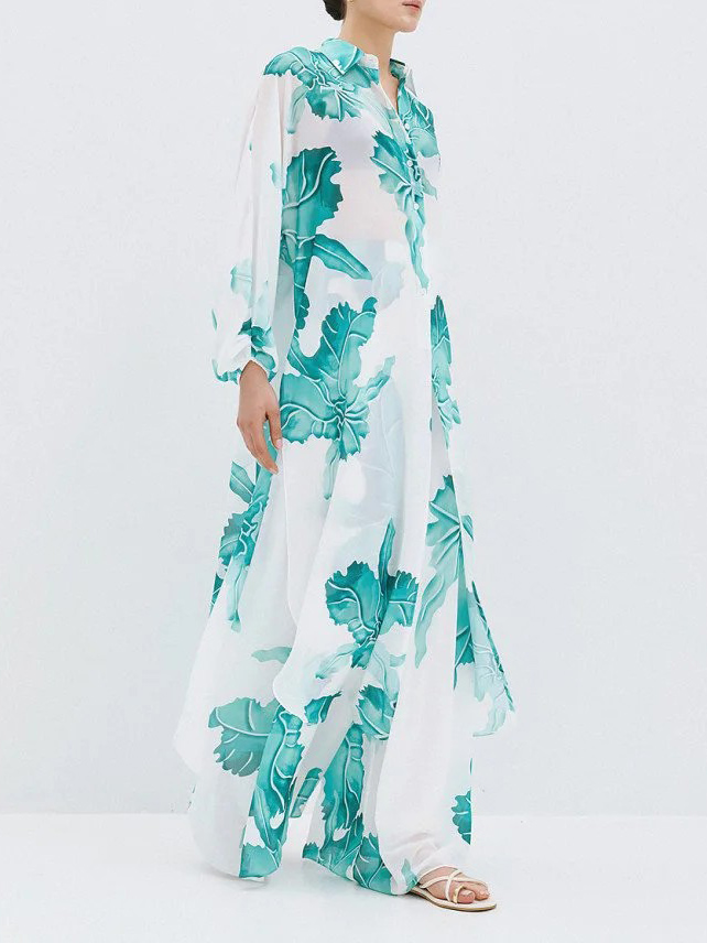 Elegant Gold Floral Print Two Piece Set