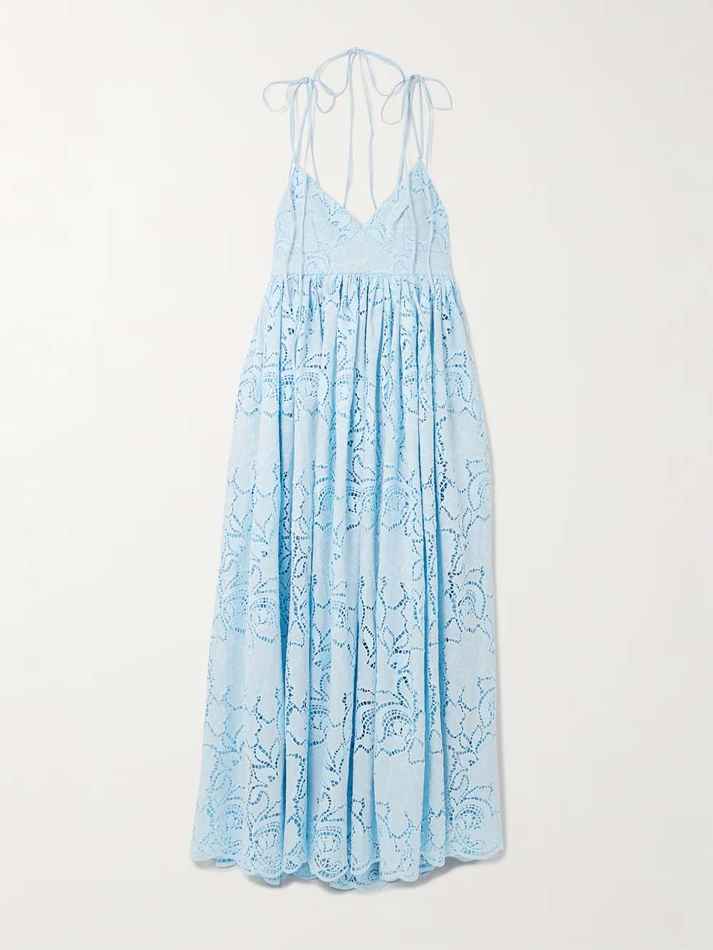 Exquisite Pleated Lace Cutout Maxi Dress
