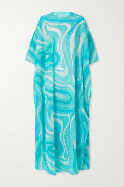 Unique Swirl Print Satin Maxi Dress