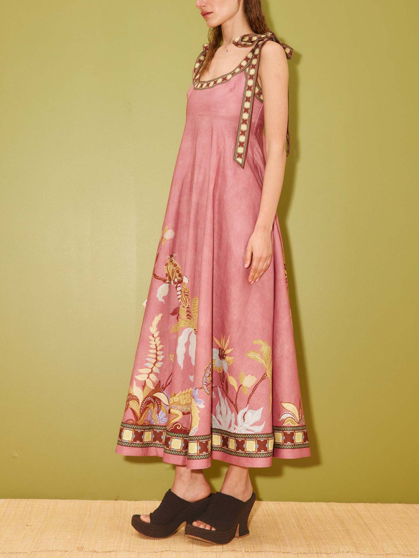 Unique Tropical Lizard Print Maxi Dress