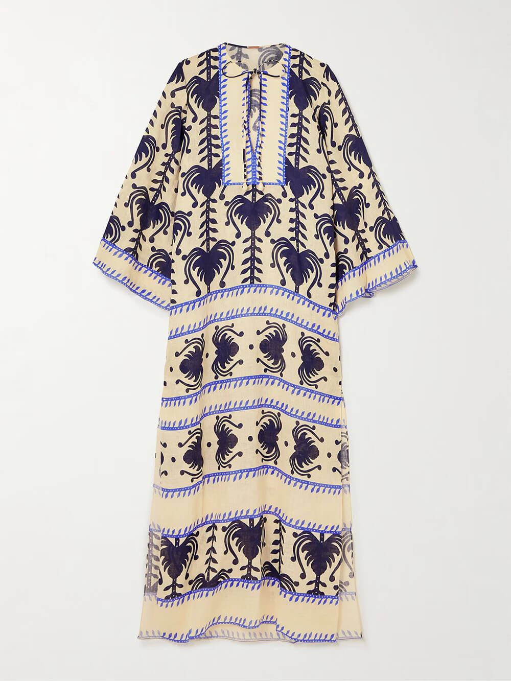 Unique Vintage Wildflower Print Linen Split Midi Dress