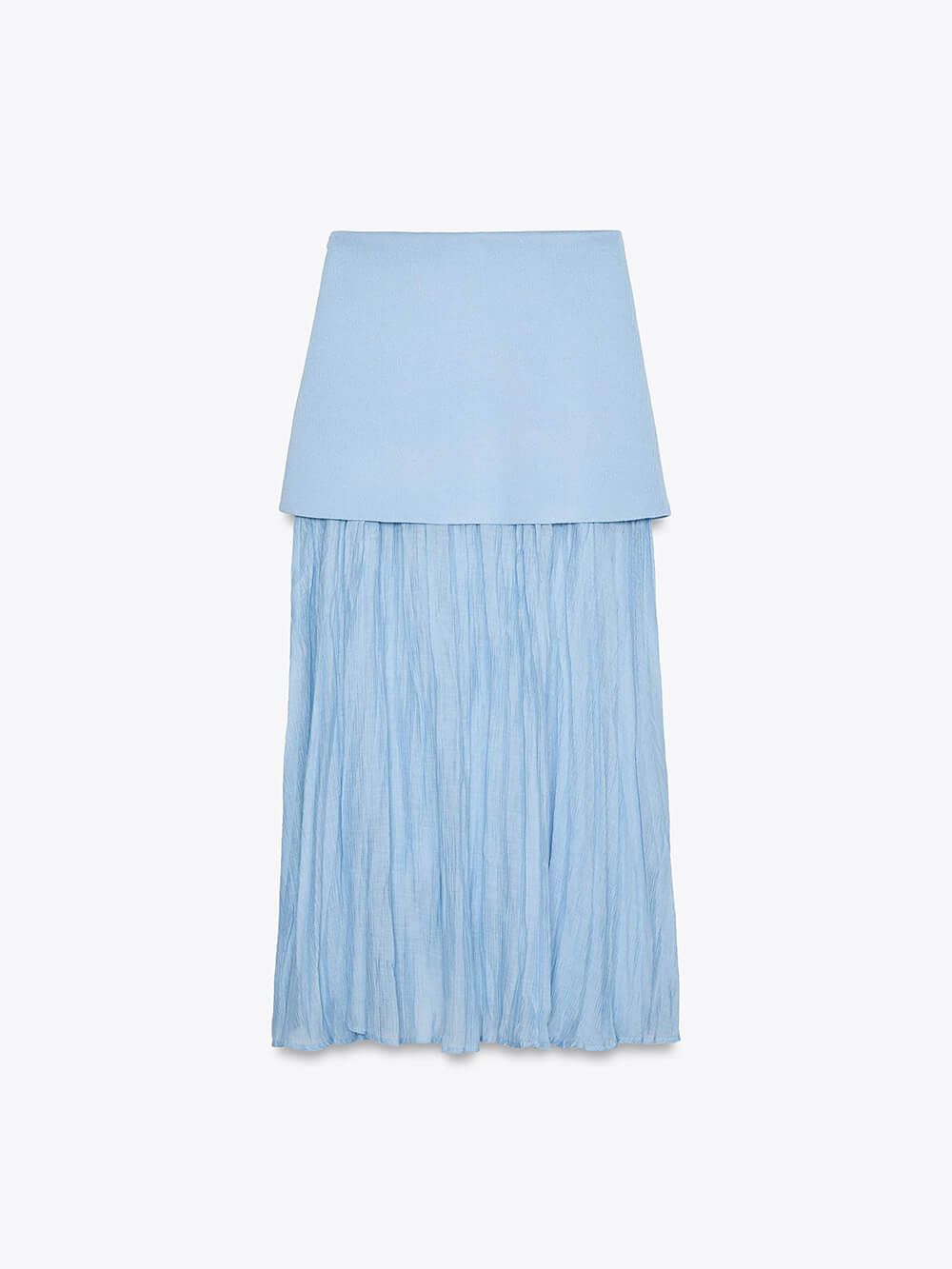 Elegant Mesh Panel Pleated Knit Maxi Skirt