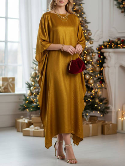 Bohemian Satin Kimono Maxi Dress