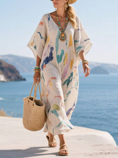 Bohemian Tie-Dye Kimono Maxi Dress