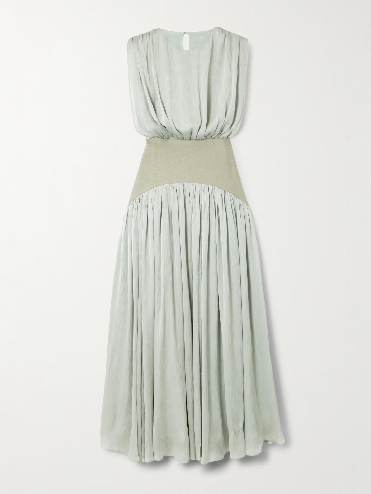 Elegant Wide Belted Pleated Sleeveless Maxi Dress