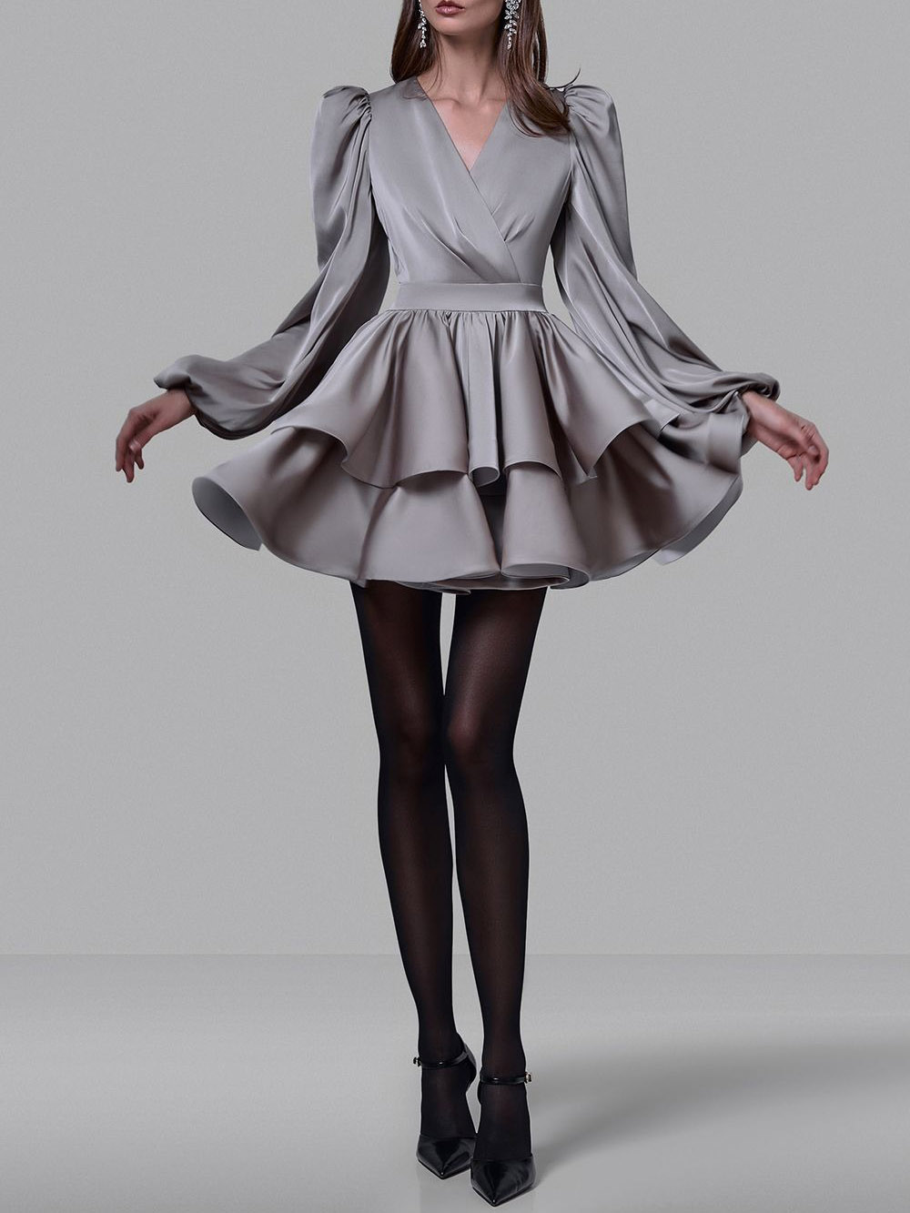 Elegant Satin Animal Mini Dress