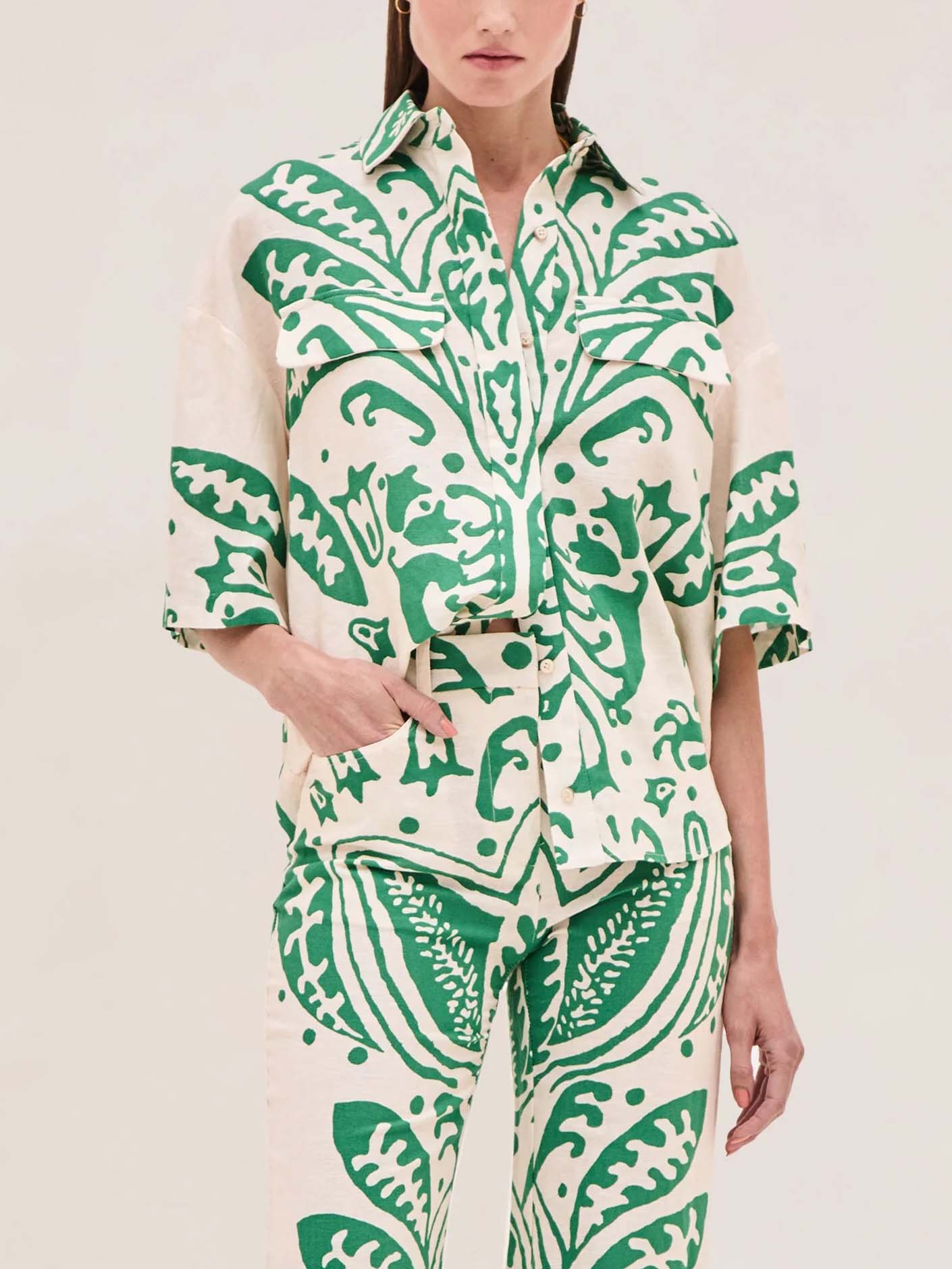 Unique Casual Abstract Plant Flower Print Shirt