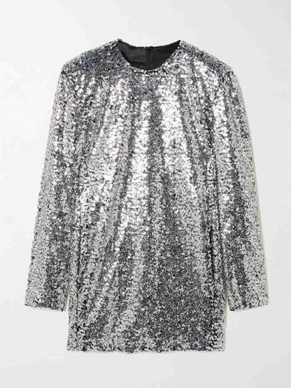 Elegant Sequined Long-sleeved Mini Dress