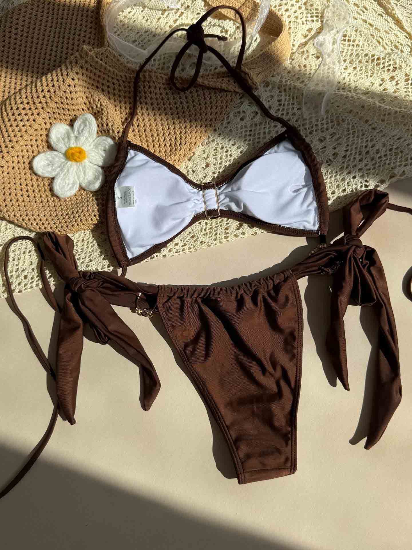 Shell Detail Halter Bikini Set
