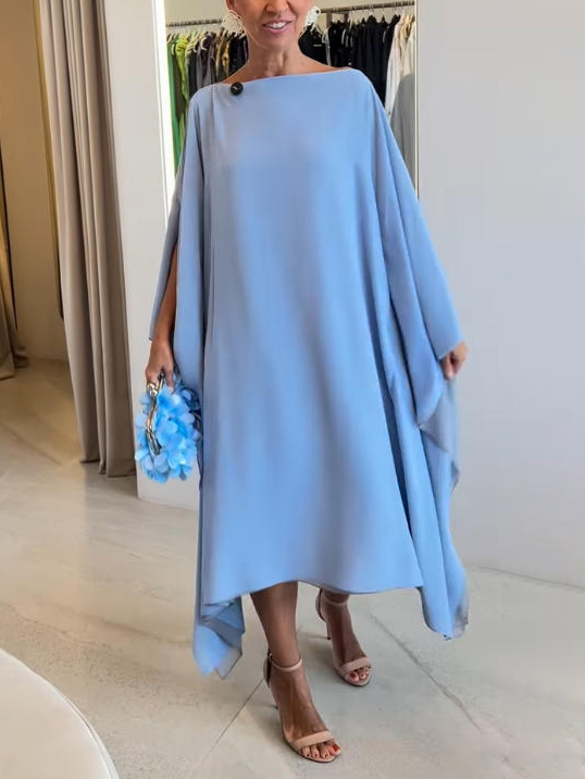 Elegant Two-Tone Cave Midi Dress