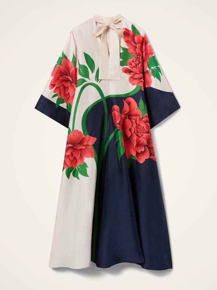 Elegant Floral Print Flared Sleeve Maxi Dress