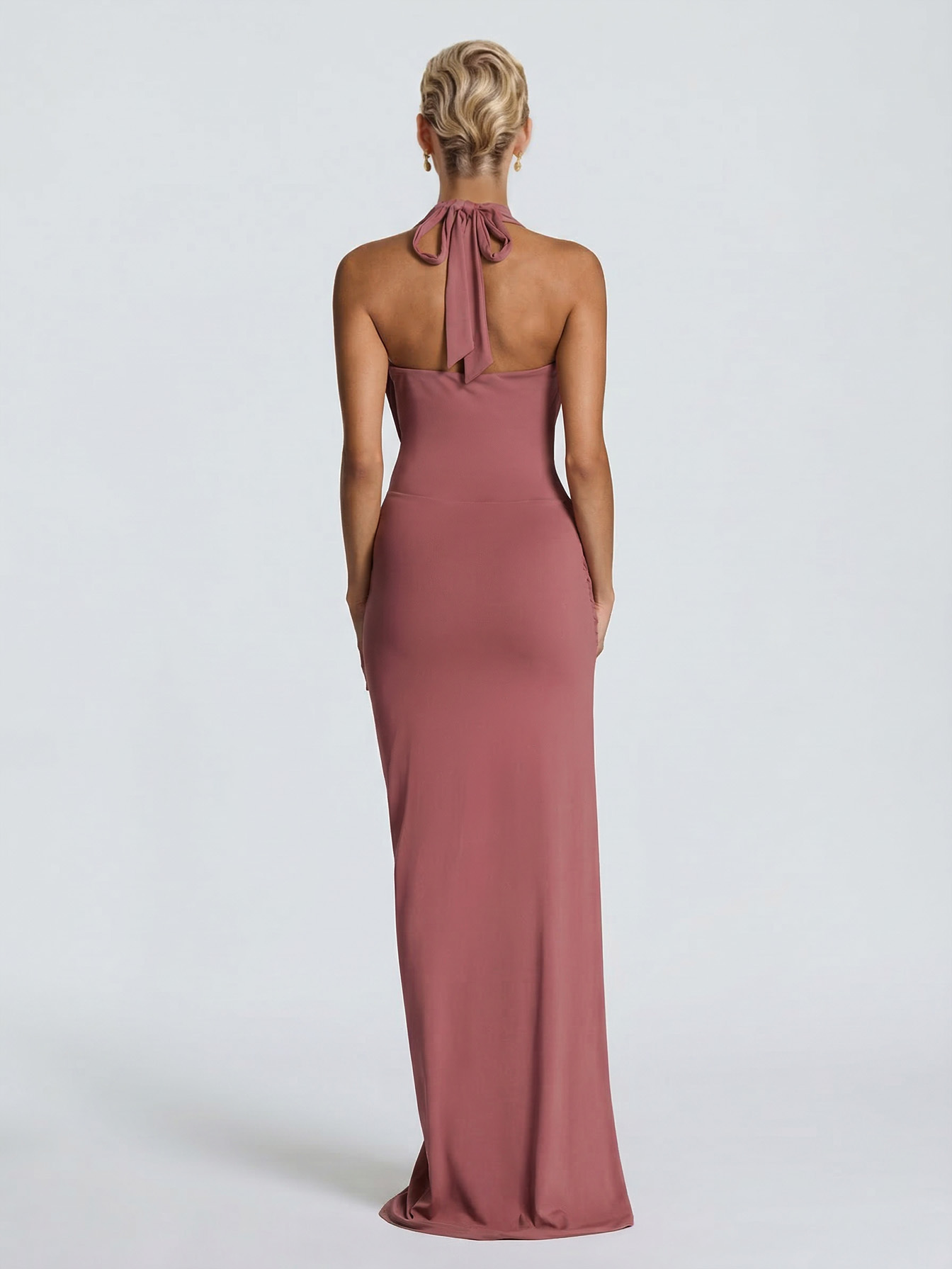 Sexy Sleeveless Ruched High-Slit Maxi Dress