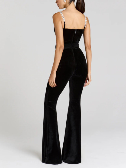 Elegant Velvet Black Jumpsuit