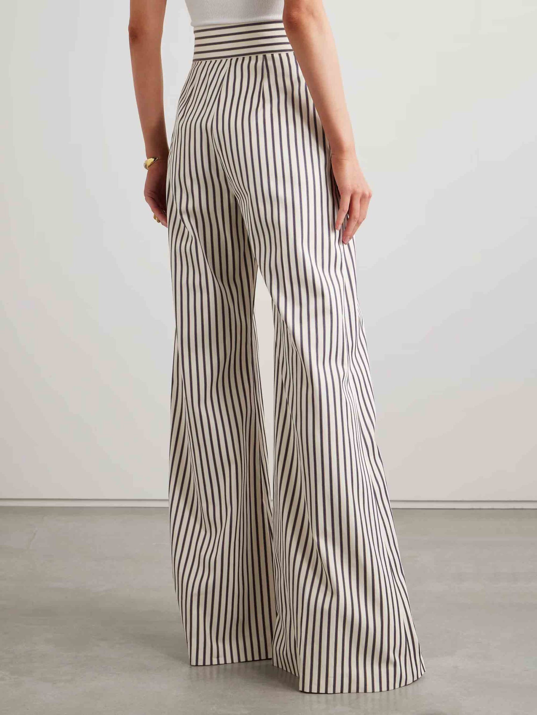 Elegant Striped Print Wide-leg Pants