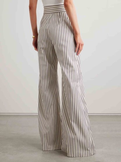 Elegant Striped Print Wide-leg Pants