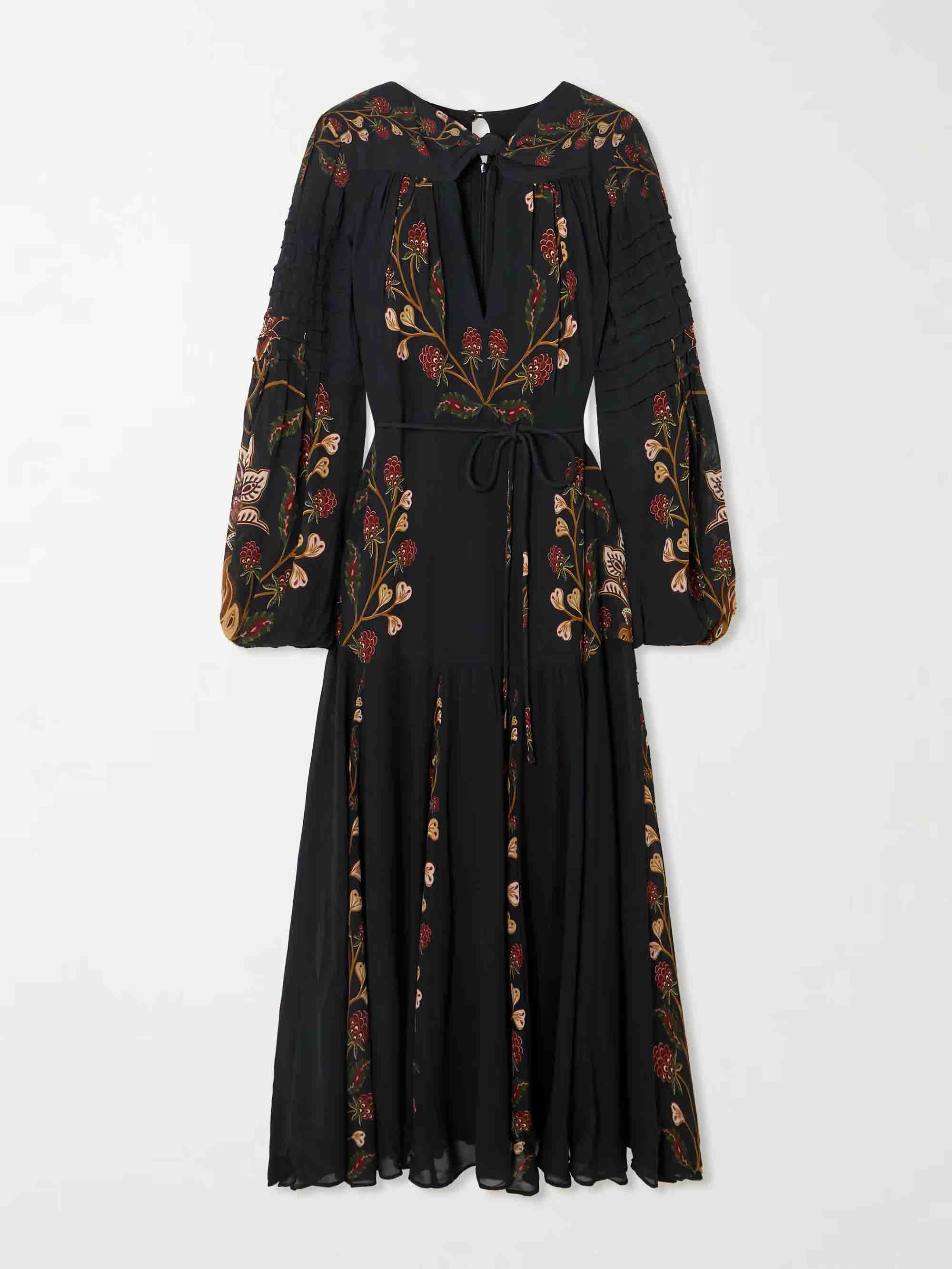 Elegant Berry Garden Tie Print Midi Dress