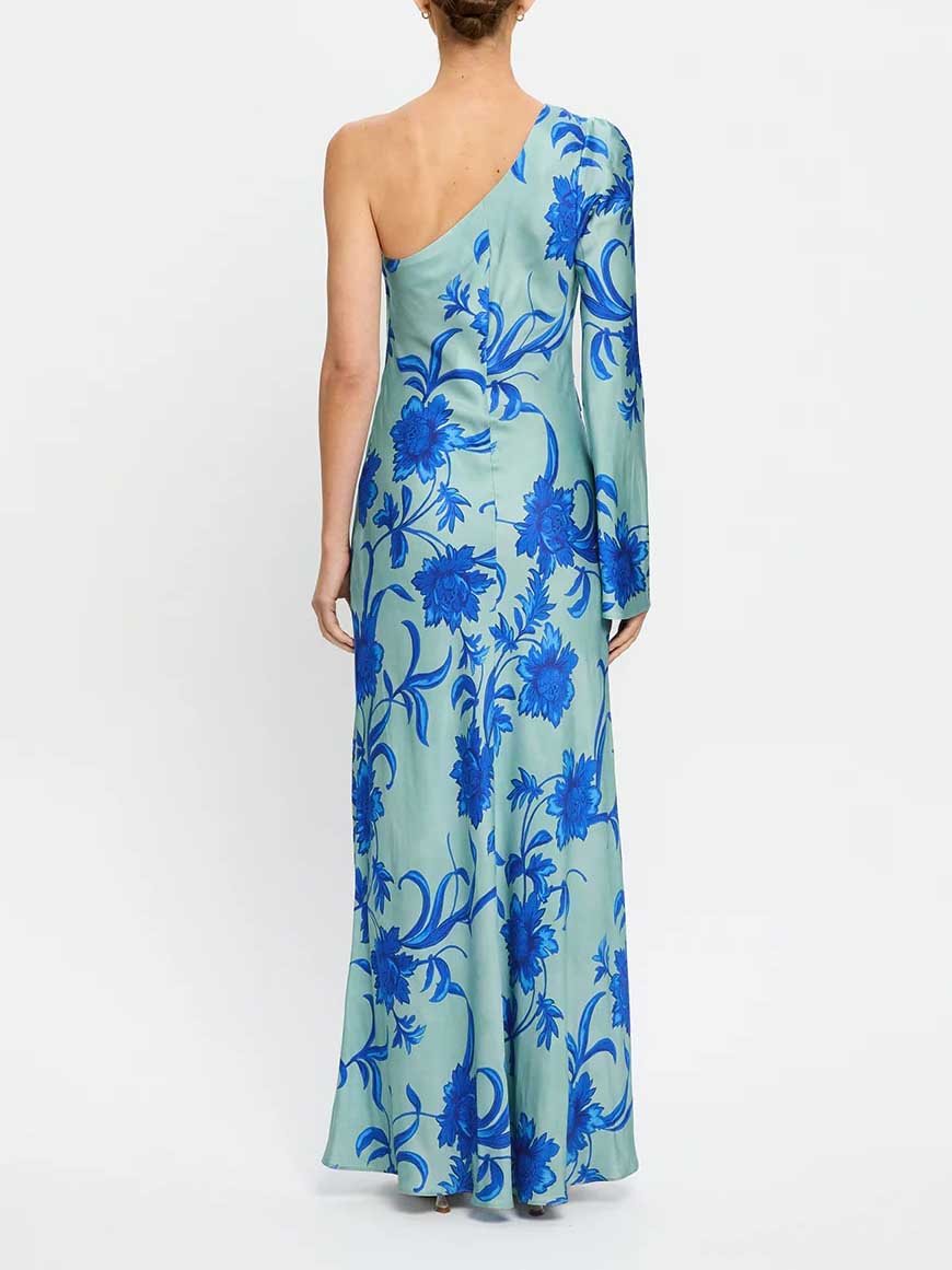 Elegant One-shoulder Floral Eye-catching Slim-fit Maxi Dress