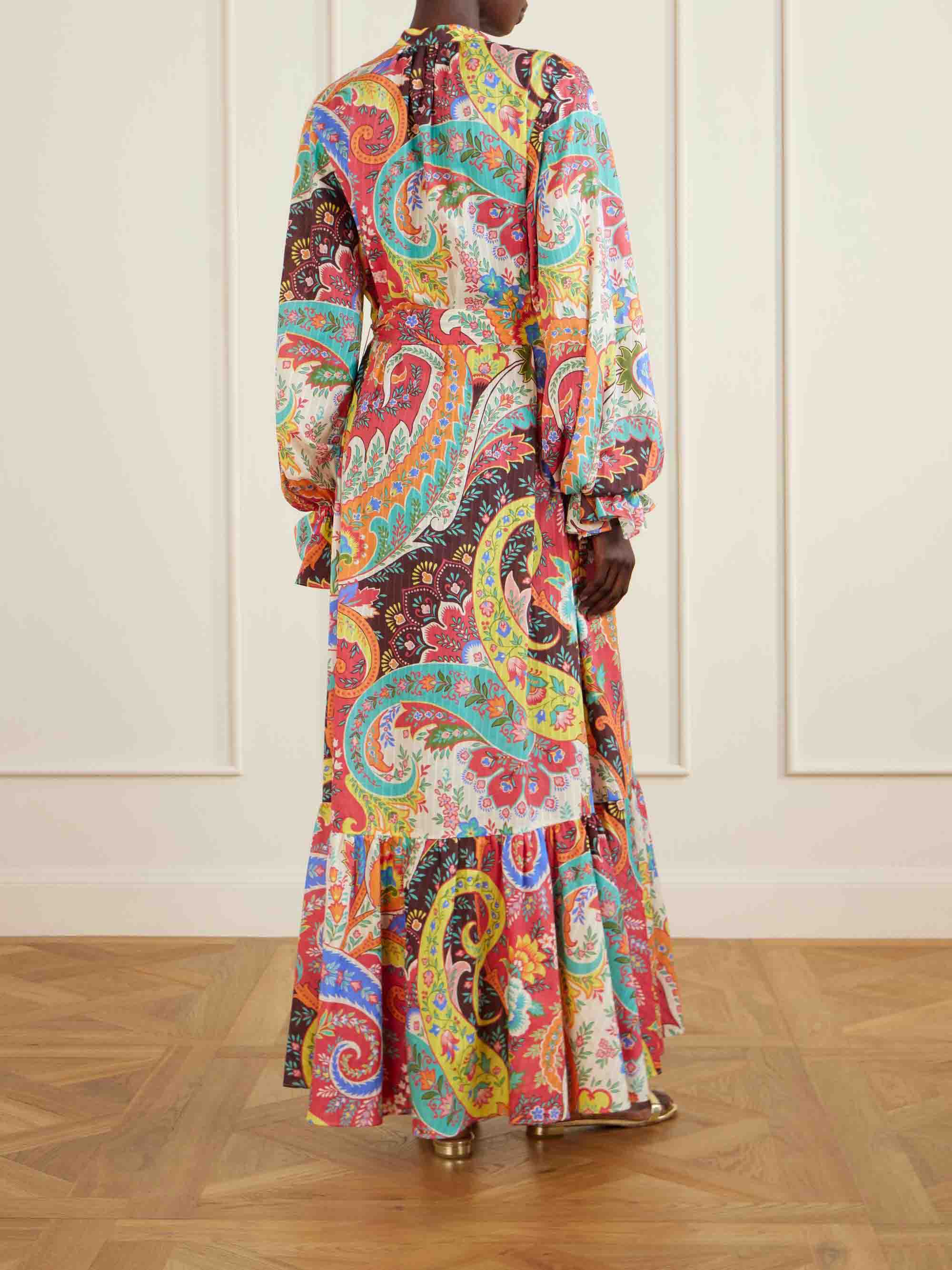 Bohemian Paisley Belted Maxi Dress