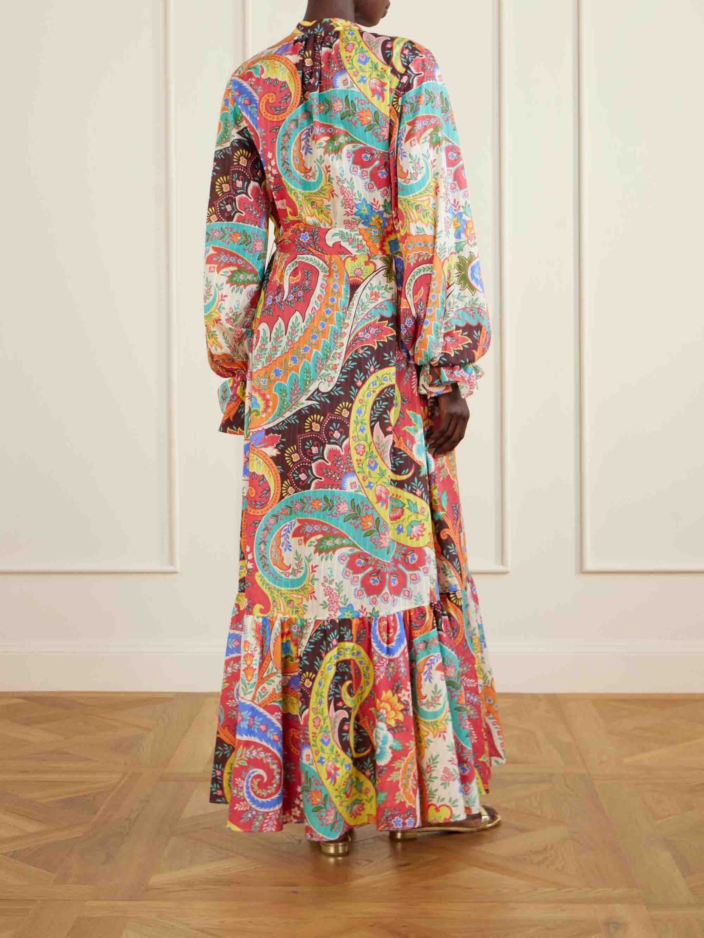 Bohemian Paisley Belted Maxi Dress