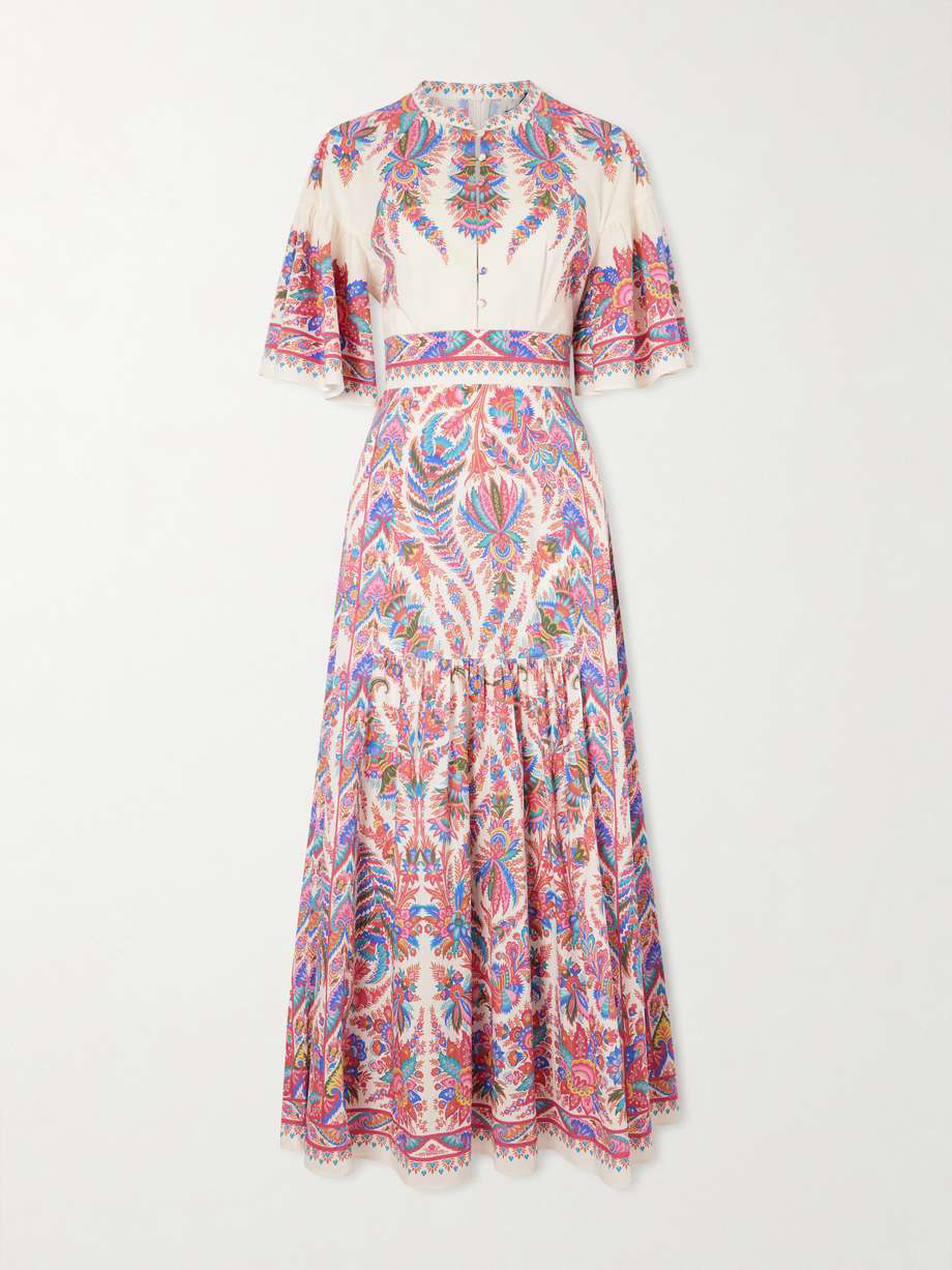 Paisley Print Stand Collar Maxi Dress