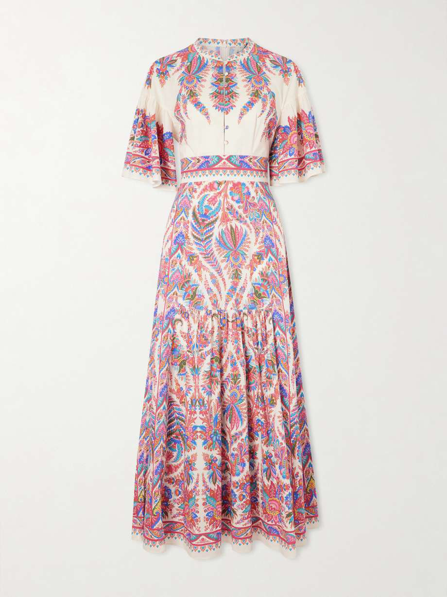 Paisley Print Stand Collar Maxi Dress