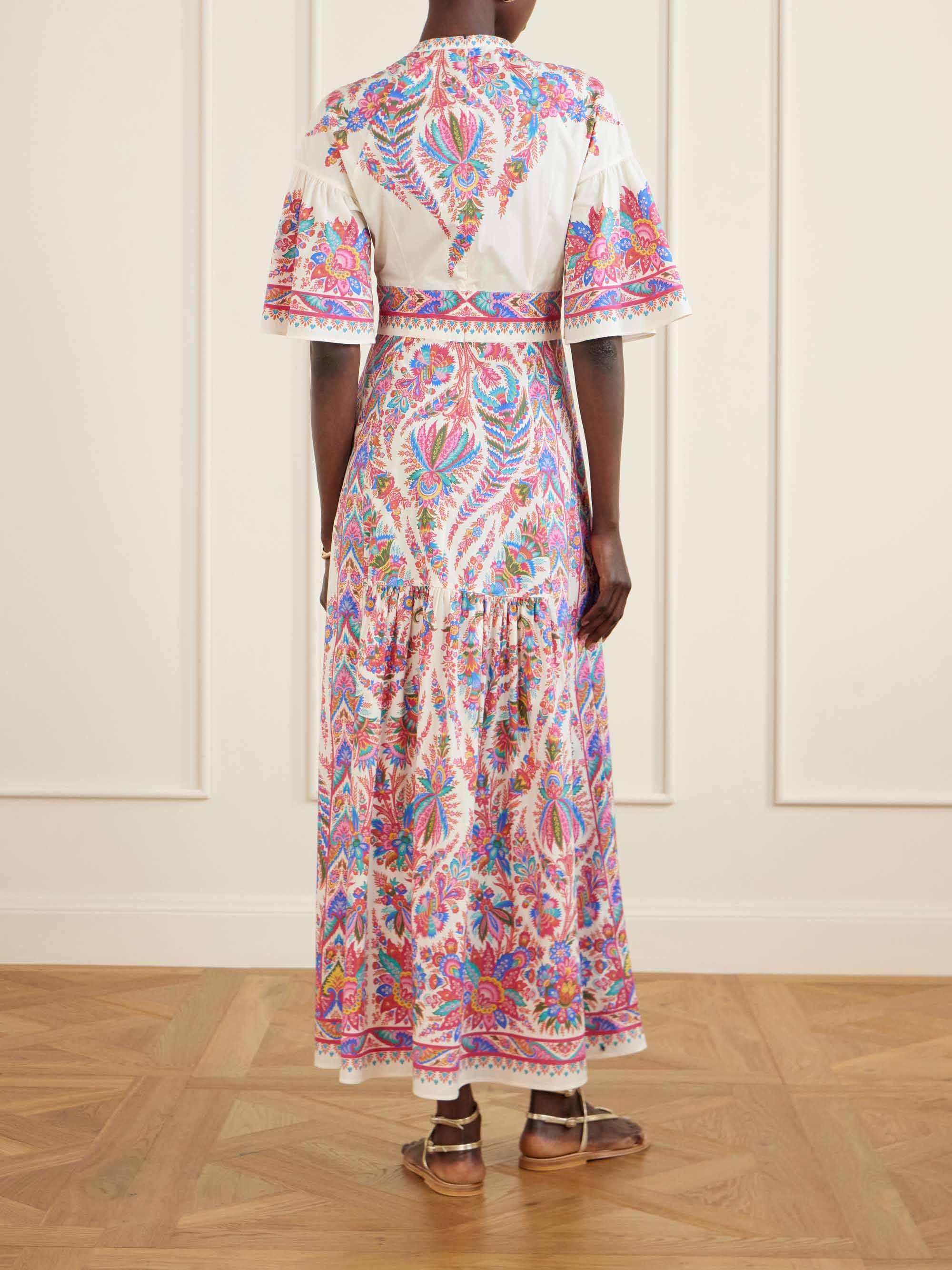 Paisley Print Stand Collar Maxi Dress