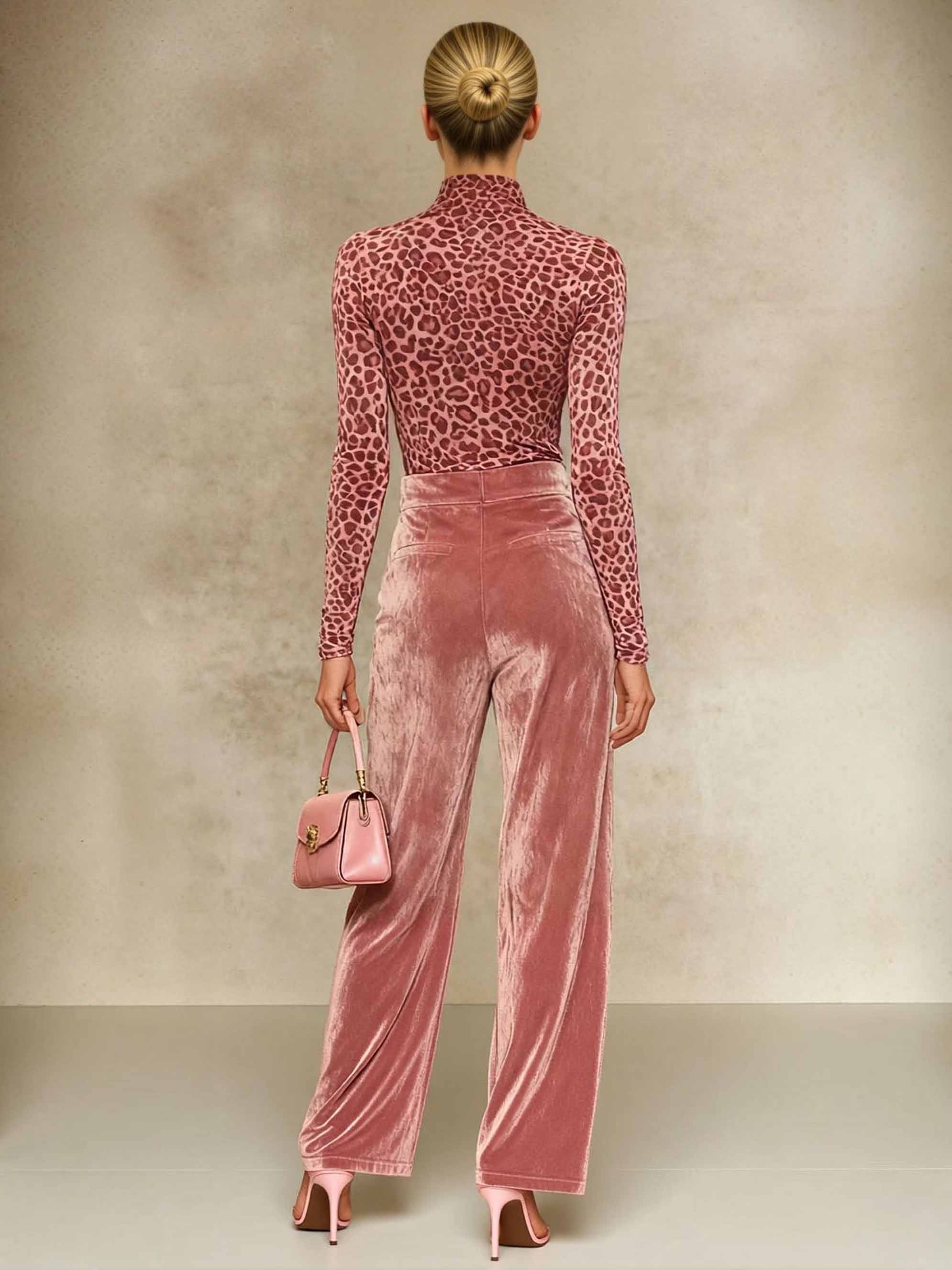 Casual Velvet Pocket Wide-Leg Pants