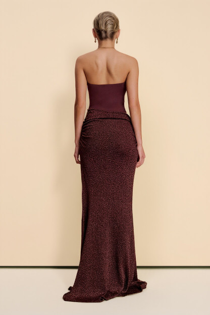 Elegant Strapless Off-Shoulder Hollow-Out Knit Maxi Dress